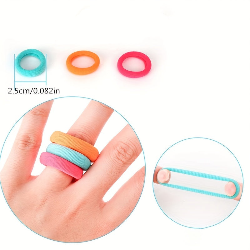 Stretchy Candy Hair Ties Set for Women and Teens Jersey Solid Color Hair Accessories