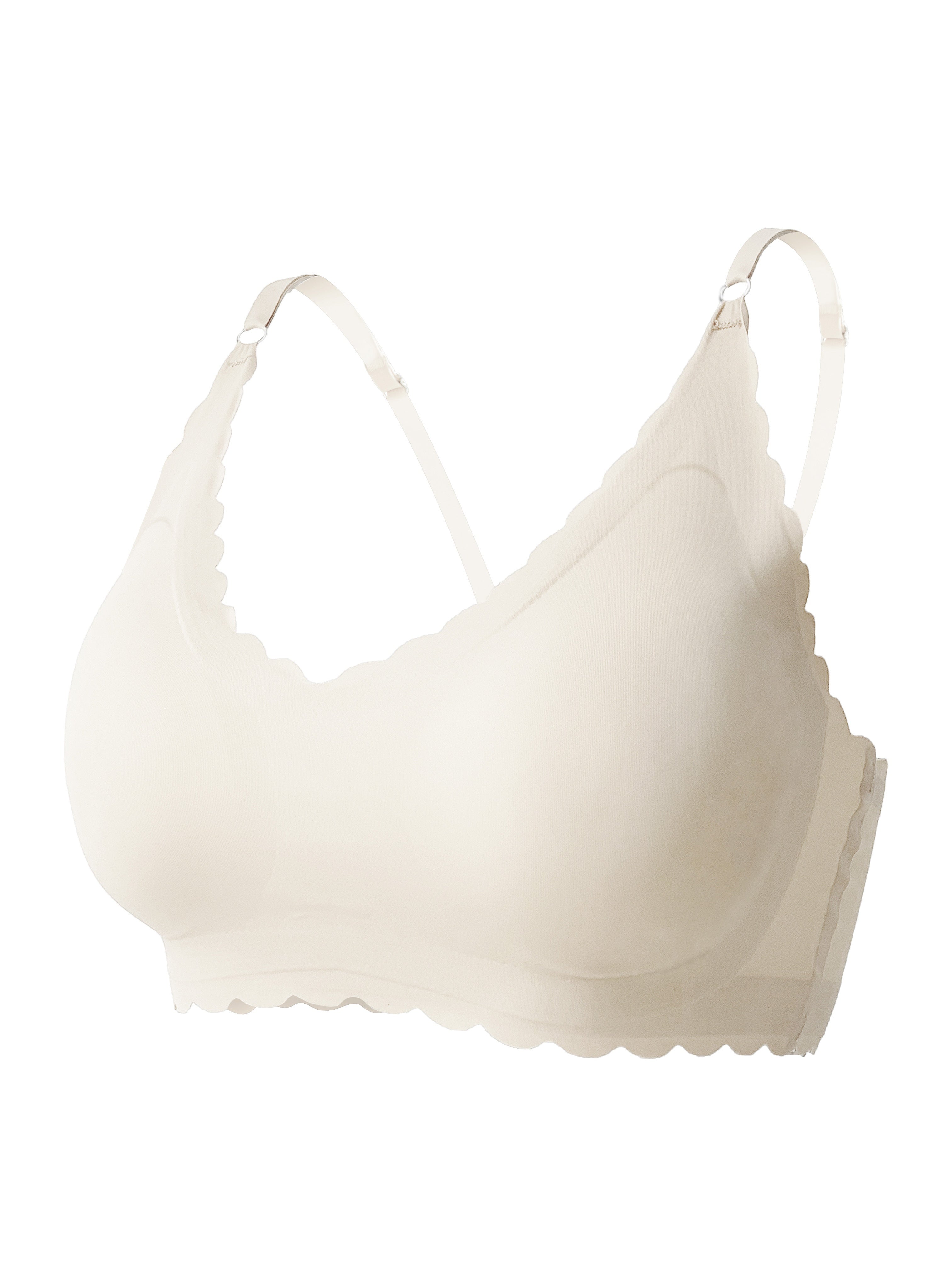 Women's Plus Size Wireless Seamless V-Neck Bra with Adjustable Straps