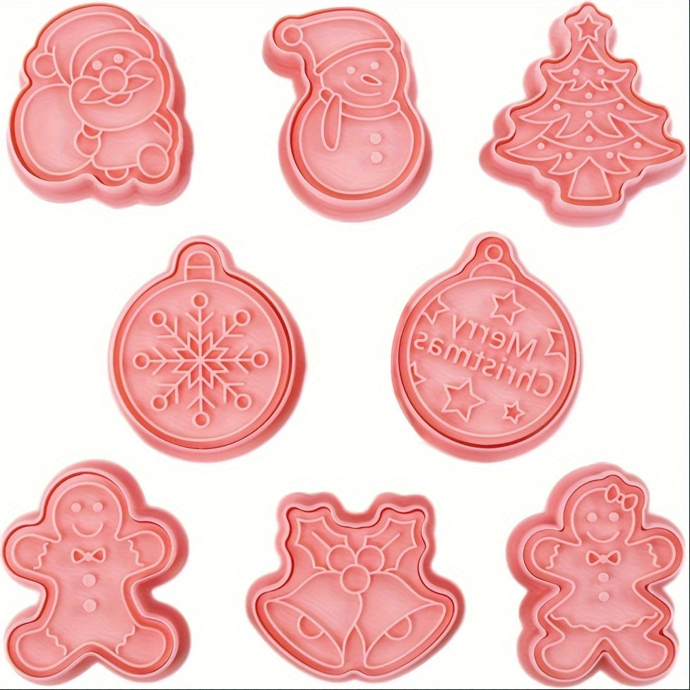 Set of 8 Christmas Cookie Cutters Plastic Molds for Baking and Decorating