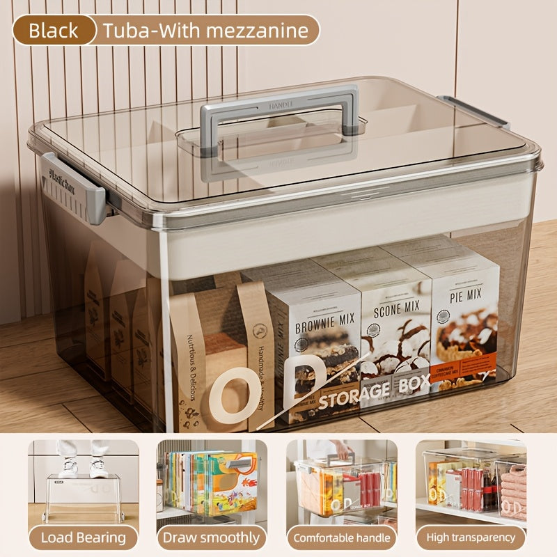 Keng, Suv o'tkazmaydigan saqlash qutisi qopqoq bilan - O'yinchoqlar, atıştırmalıklar va boshqalar uchun ideal - Uy tartibi uchun qulay va mustahkam tutqichlar bilan