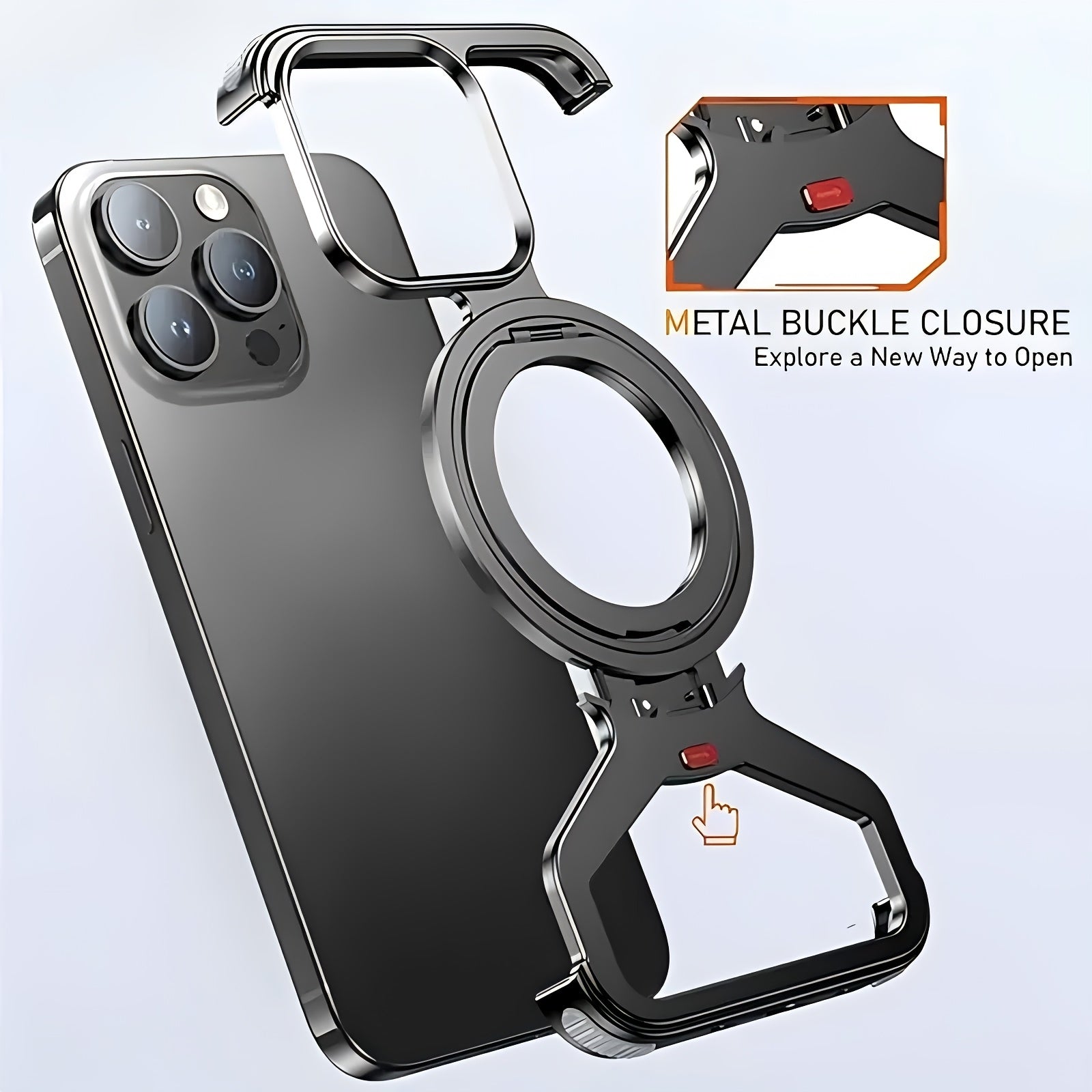 Frameless Aluminum Alloy Phone Case for iPhone 14/15/16 Pro Max with Anti-Fall Design and Heat Dissipation