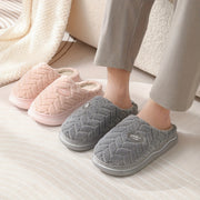 Women Thick Sole Slippers Winter Indoor Warm Home All-Season Fabric EVA