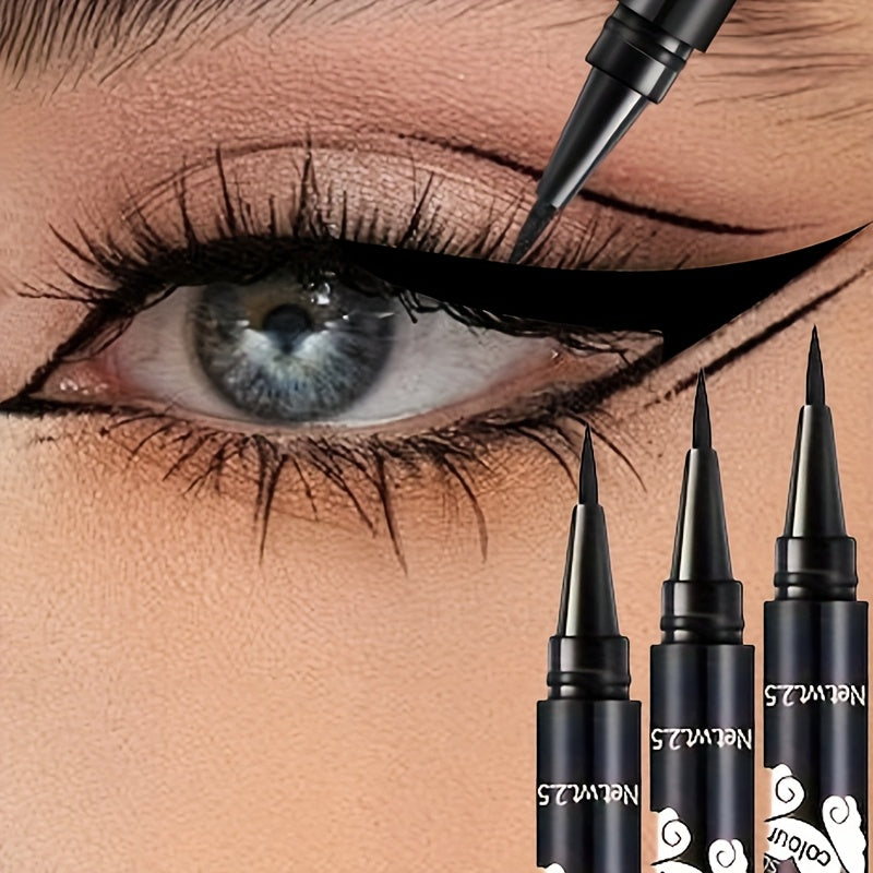 Women Black Liquid Eyeliner Pen Set 3 Pack Ultra-Fine Waterproof Smudge-Proof