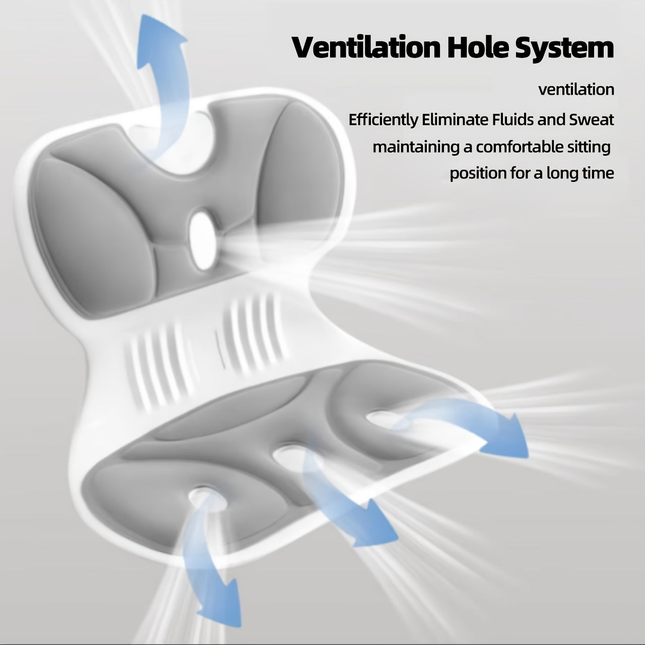 Black Portable Chair Cushion with Ergonomic Lumbar Support and Openwork Handle