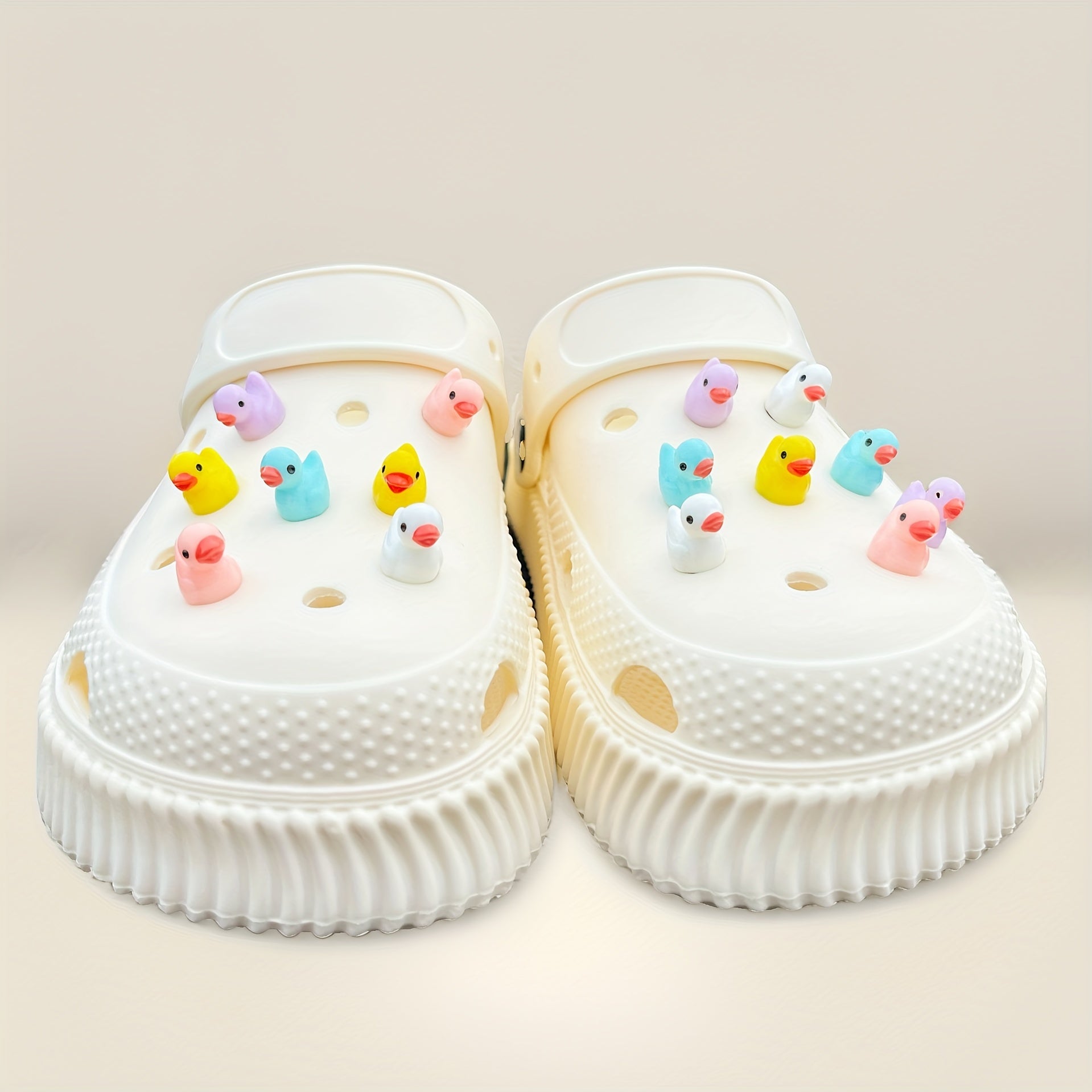 15Pcs Cute 3D Duck PVC Shoe Charms for Sandals Slippers Decoration