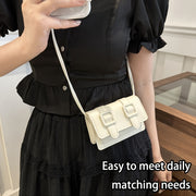 Women's Mini Crossbody Bag in White and Black with Buckle Closure and Polyester Lining