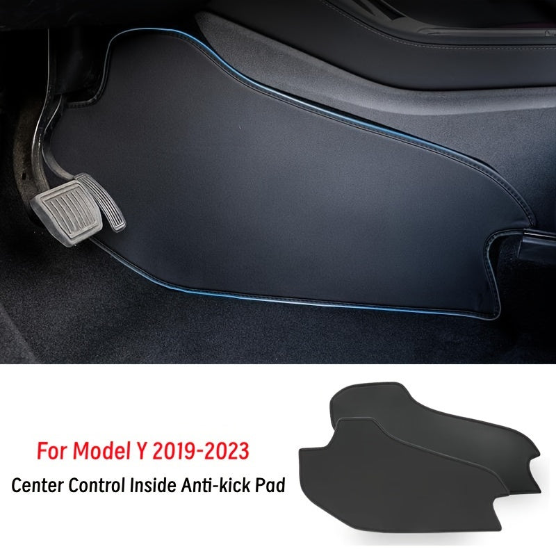 Car Interior Anti-Kick Pad PU Leather for Center Control Side Foot Mat Cover