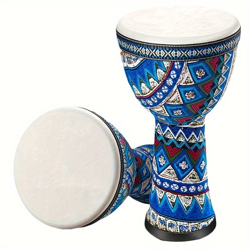 8-Inch African Djembe Drum for Beginners with Goatskin Head in Red Yellow Blue