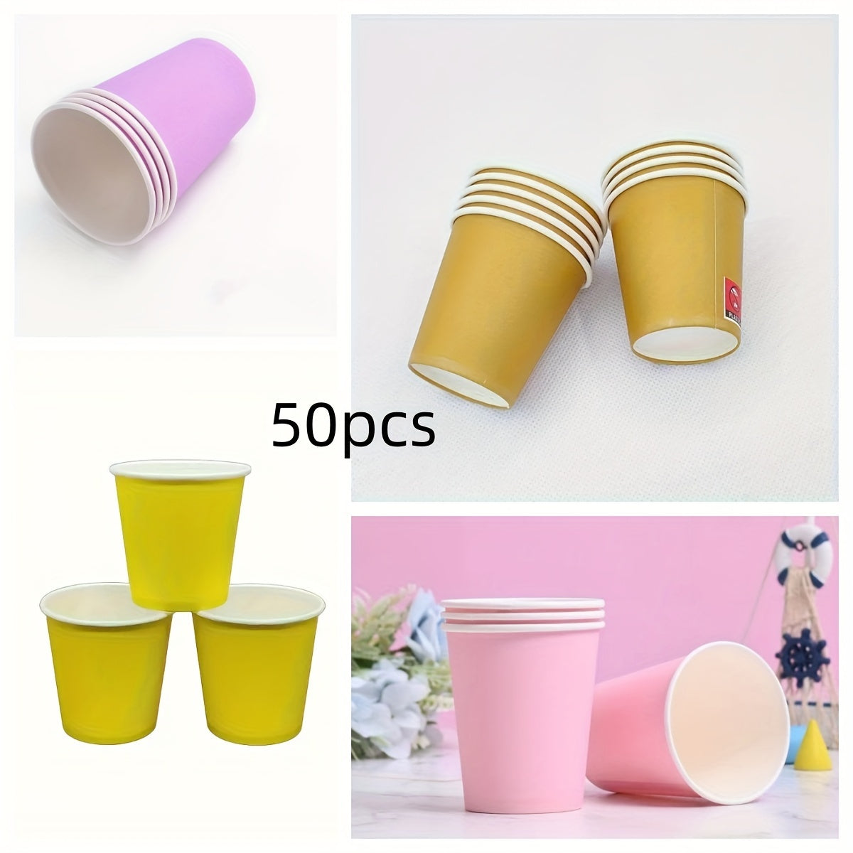 50 dona bir foydalanish uchun qog'oz stakanlar, issiq va sovuq ichimliklar uchun, Xellouin, Rojdestvo, Yangi yil, 3oz