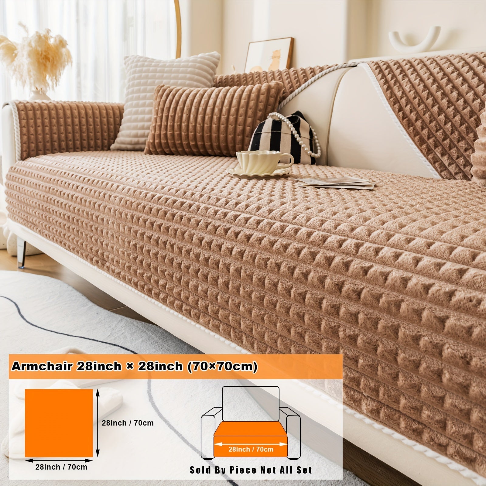 Нескользящая плюшевая накидка на диван для всей мебели, безопасная для домашних животных, легко очищается