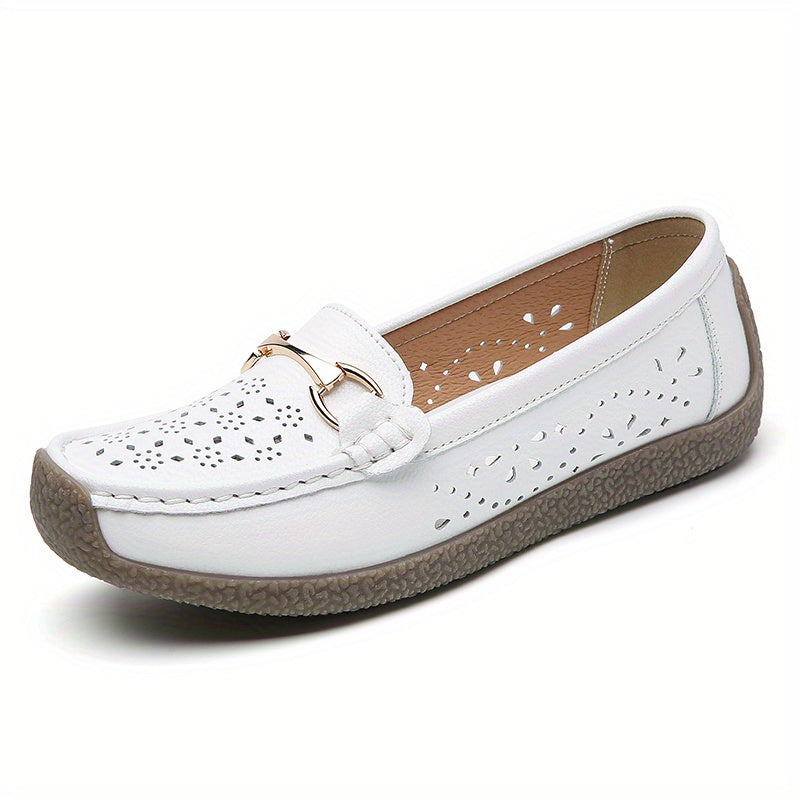 Women's Casual Faux Leather Platform Loafers Slip-On Flat Shoes for Outdoor Use