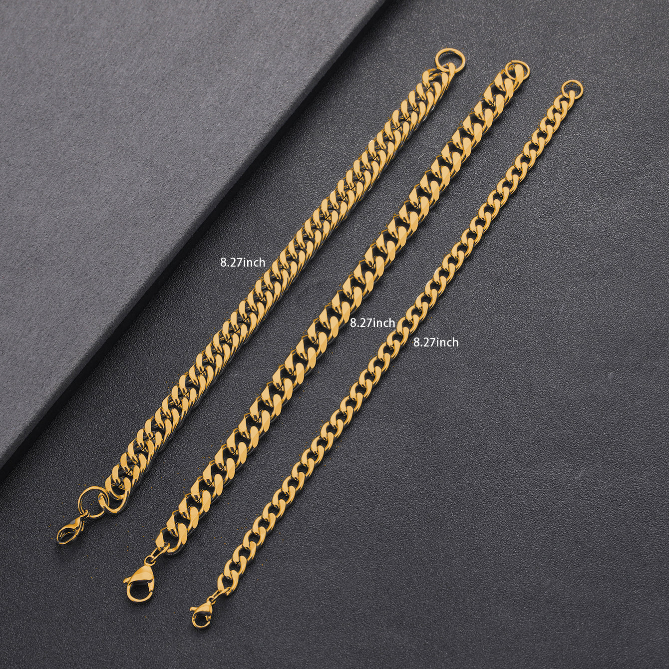 Three Stainless Steel Chain Bracelets for Men Men’s Jewelry Gift