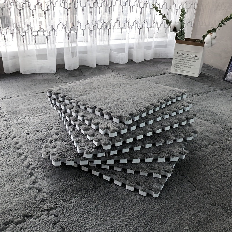 Velvet Patchwork Floor Mat for Room Bay Window with Storage Washable