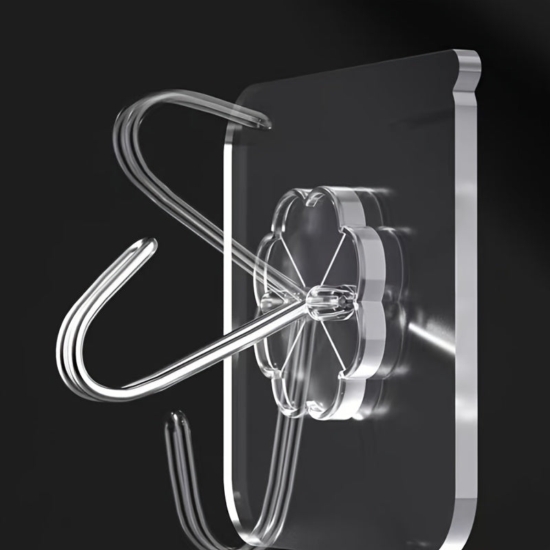 10pcs Acrylic Kitchen Utensil Hooks Wall Mount No Drill Adhesive Storage Organizer