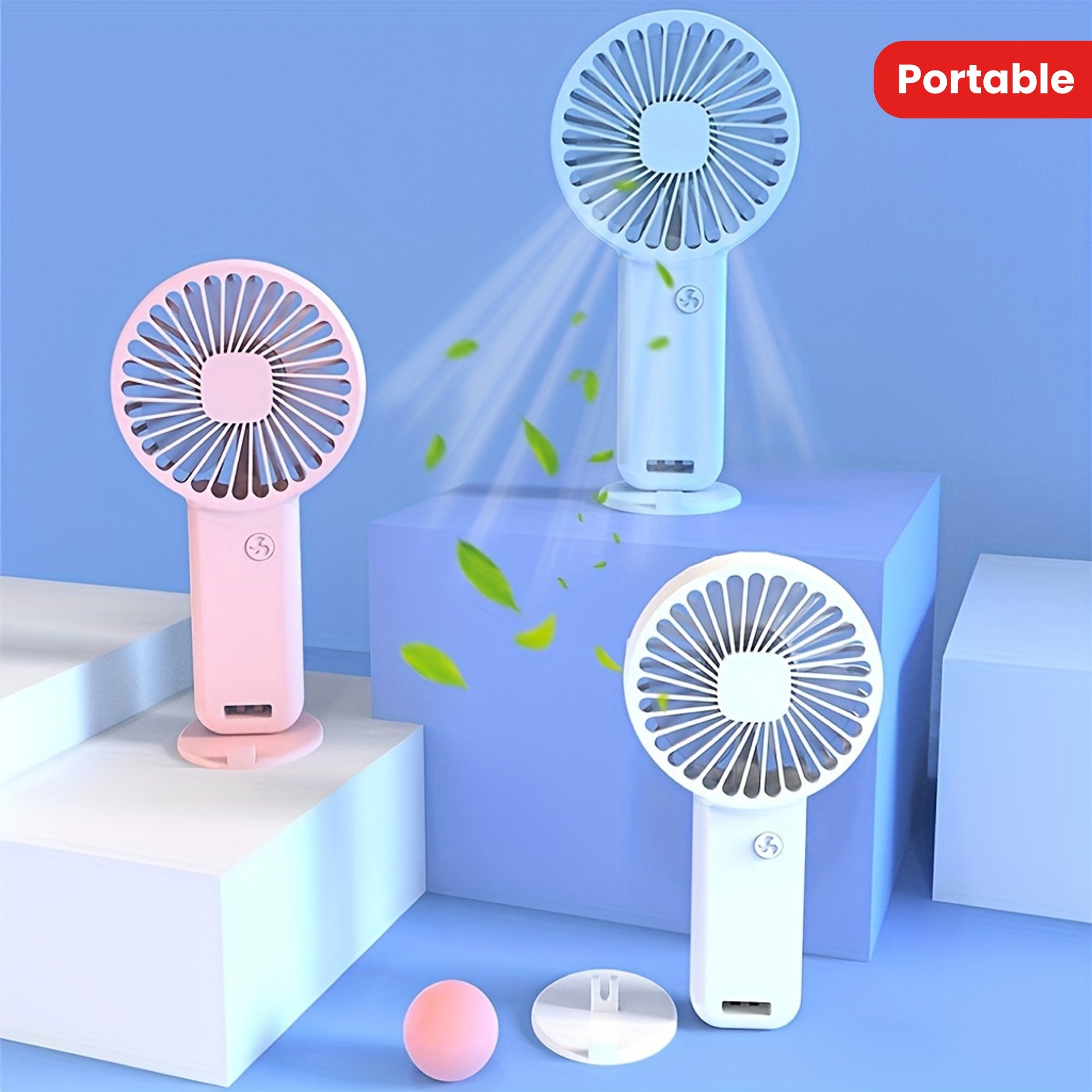 Portable Handheld USB Rechargeable Fan for Small Desktops and Eyelash Care