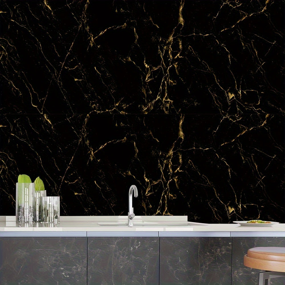 Marble Texture Self-Adhesive Wallpaper Waterproof Oil Heat Resistant Vinyl for Kitchen Bathroom Room Renovation