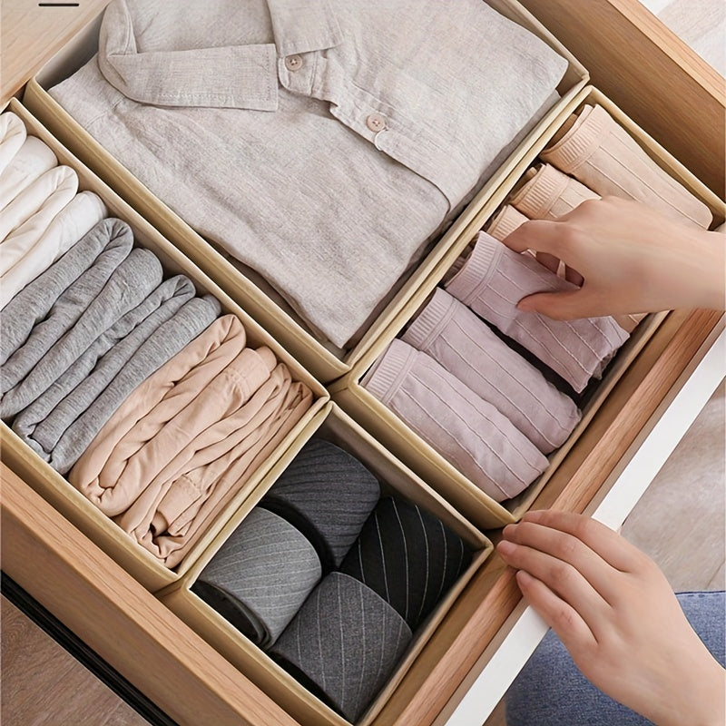 6 ta polyester shkaf tashkilotchilari to'plami, paypoq, ichki kiyim va kichik buyumlar uchun, yig'iladigan saqlash qutilari