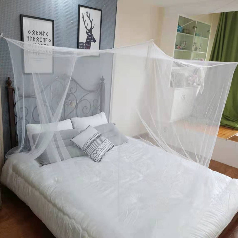 Cielo de cama de poliéster blanco con entrada individual, mosquitera para dormitorio y exteriores