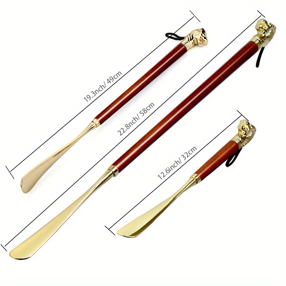 Длинная ручка с изображением льва для обувных щеток для пожилых и инвалидов, 3 размера, прочный цинковый сплав