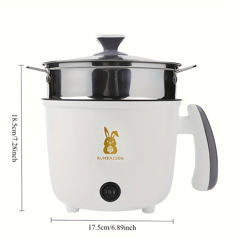 Многофункционительная электрическая кастрюля для студенческих общежитий, с американской вилкой и антипригарным материалом из полипропилена, подходит для варки, паровой обработки, жарки и жарки в воке. Идеально для небольших помещений.