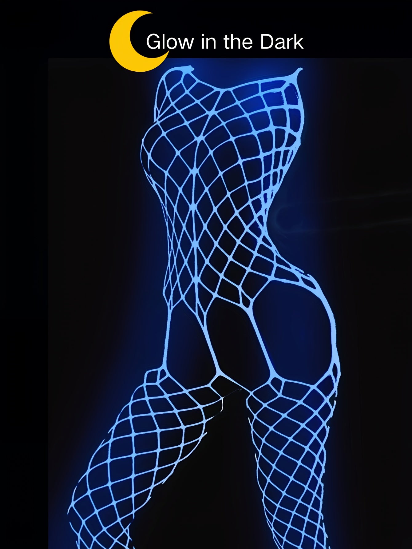 Medias de cuerpo hueco de color sólido para mujer adulta que brillan en la oscuridad azul