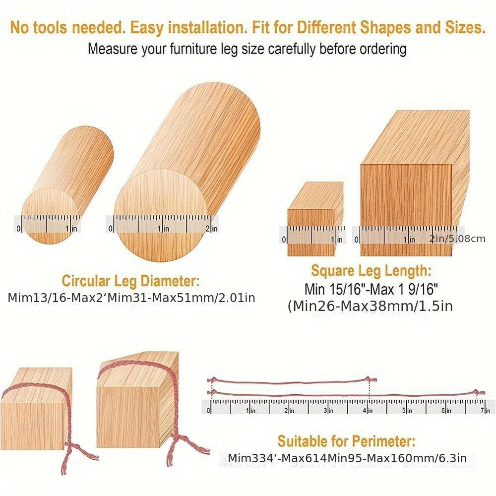 24 Pcs Silicone Chair Leg Caps with Felt for Large Round Legs Floor Protectors