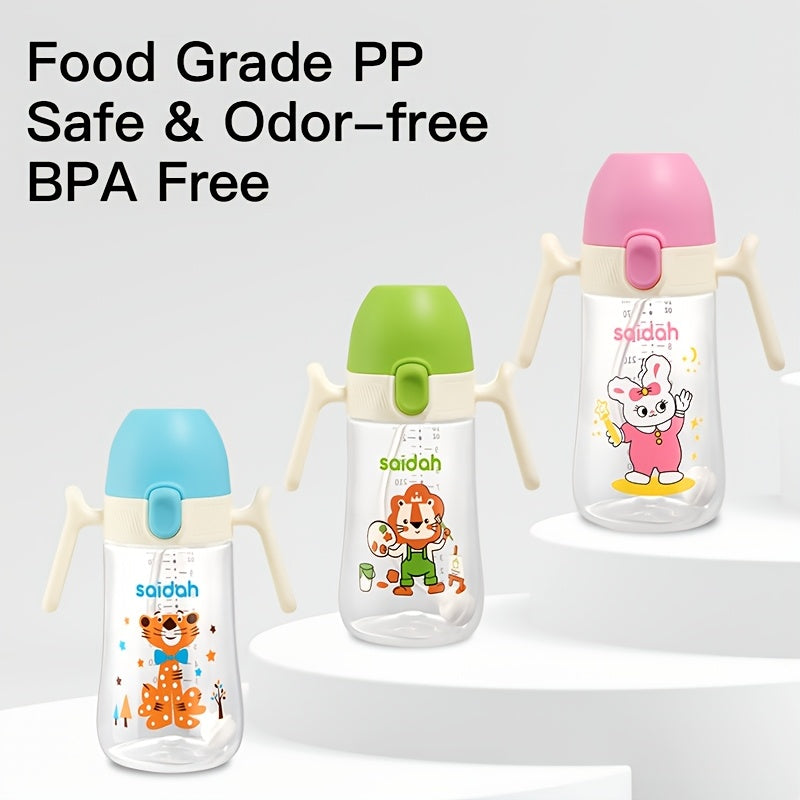 10oz Leak-Proof BPA-Free Silicone Feeding Bottle with Straw for Kids