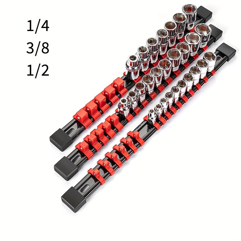 Socket Organizer Wall Rack for 1/4, 3/8, and 1/2 Inch Ratchet Sockets