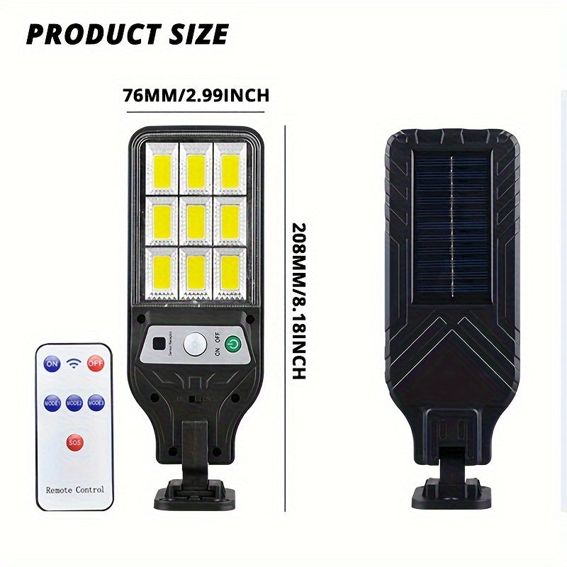 Solar Powered LED Wall Light with Motion Sensor Remote Control and Rechargeable Lithium Battery
