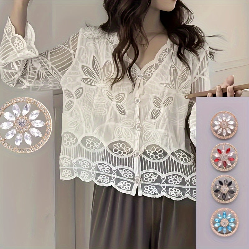 Set of 4 Antique Chic Alloy Buttons Circular Stylish Pins for Shirts Blouses Coats