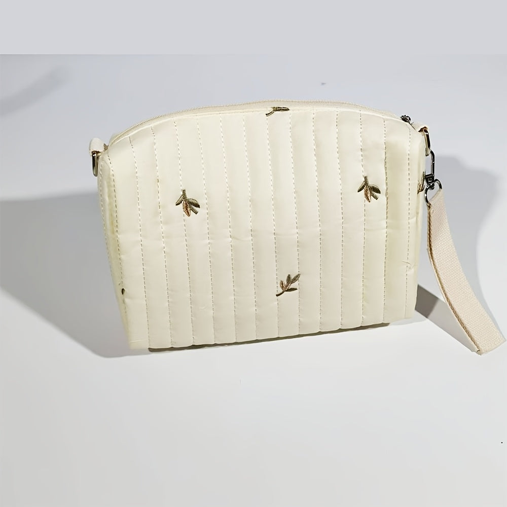 Multifunctional Quilted Diaper Bag with Embroidery for Moms and Babies