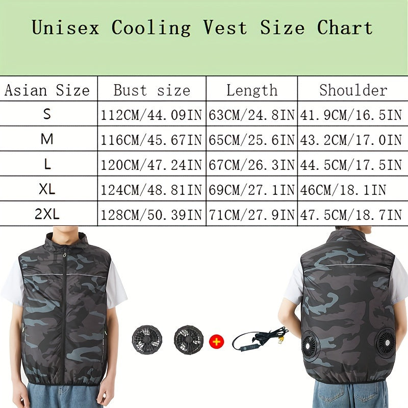 USB-Powered Cooling Vest with Silent Fans, Adjustable Speed, Unisex Sleeveless Air Conditioner Clothing