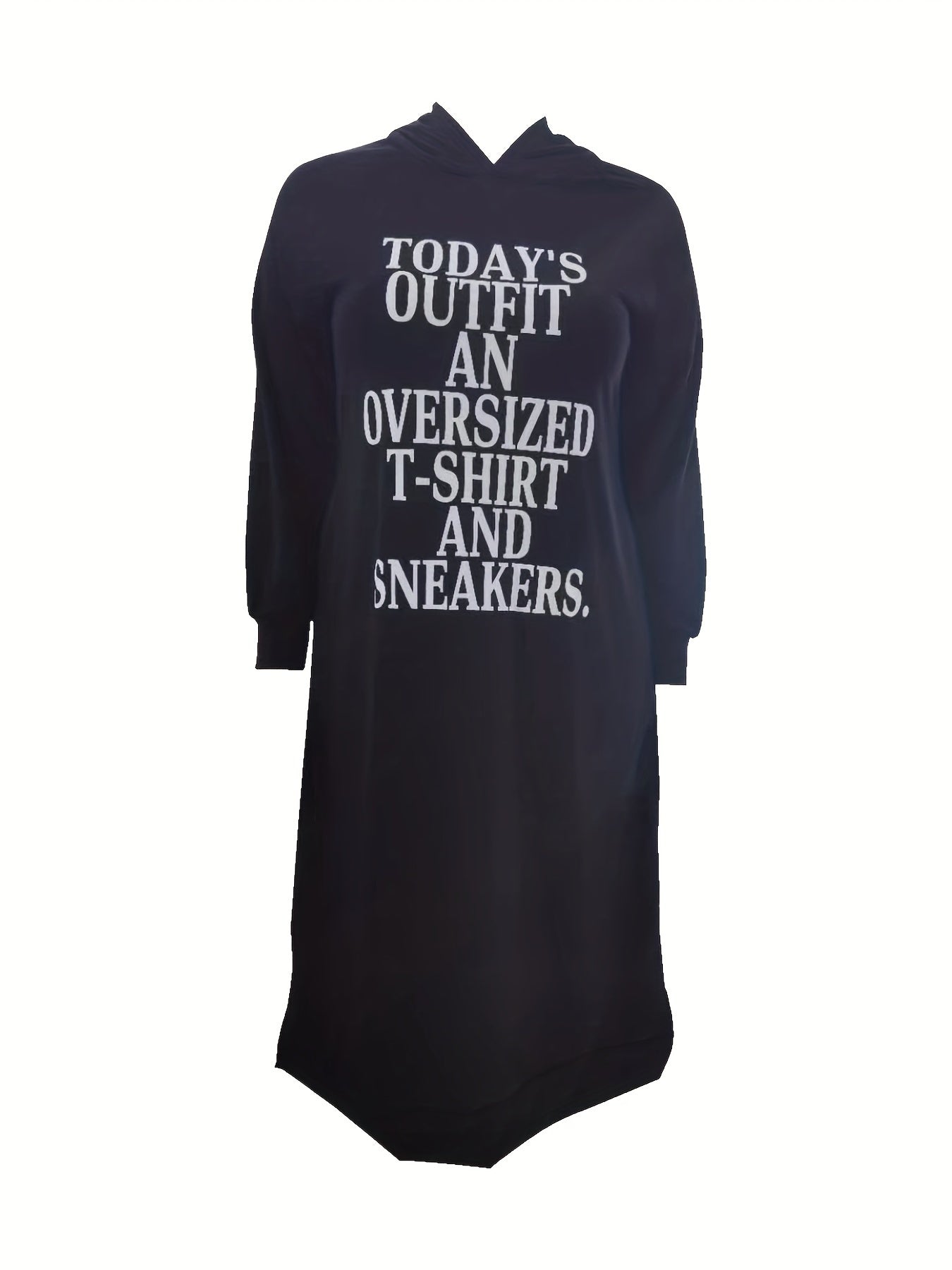 Plus Size Women's Casual Sweatshirt Dress Long Sleeve Hoodie Pockets