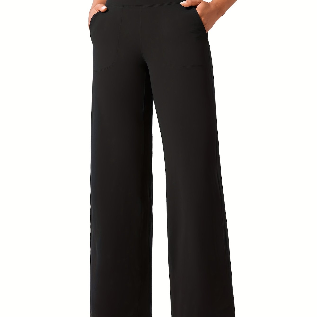 Women's Plus Size High-Waist Stretchy Wide-Leg Joggers with Pockets Gray