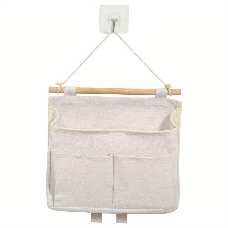 Wall-Mounted Ramie Cotton Hanging Bag for Kitchen Bathroom Closet Storage