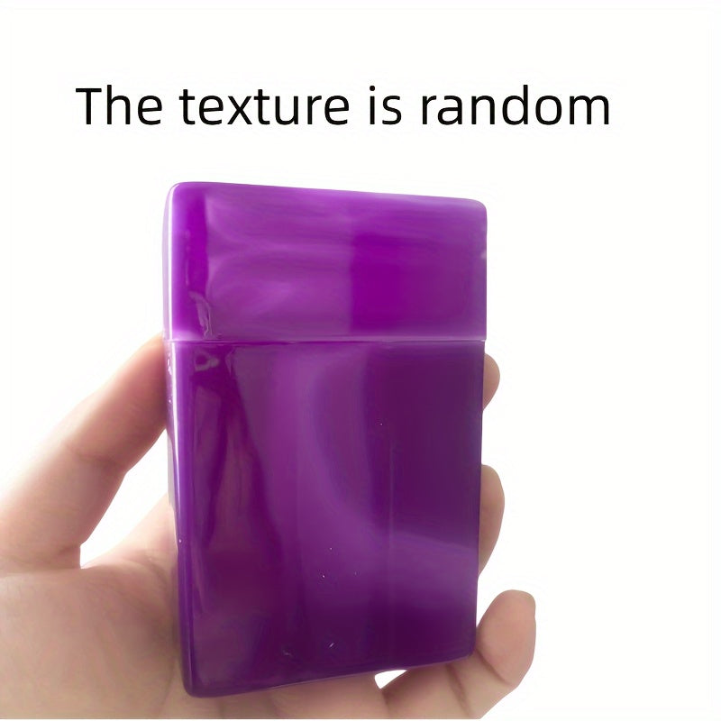 Men Durable Plastic Flip-Top Cigarette Case with Lighter Storage in Blue or Purple