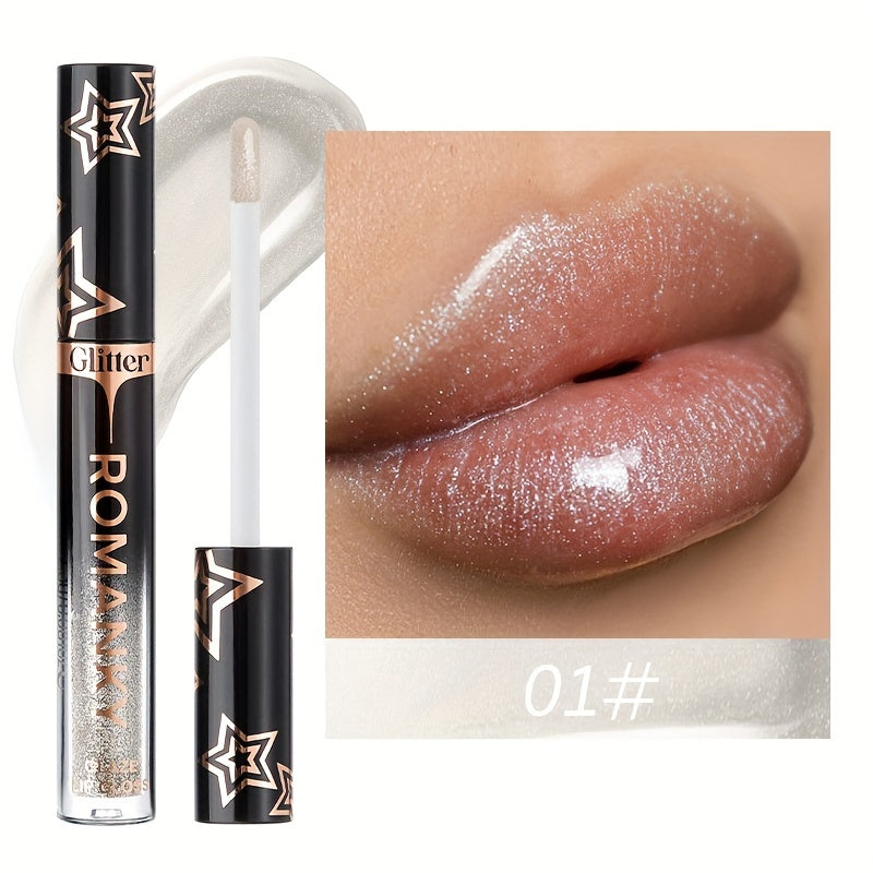 Women Pearlescent Liquid Lip Gloss Long-Lasting Shine Colors Orange Pink Red