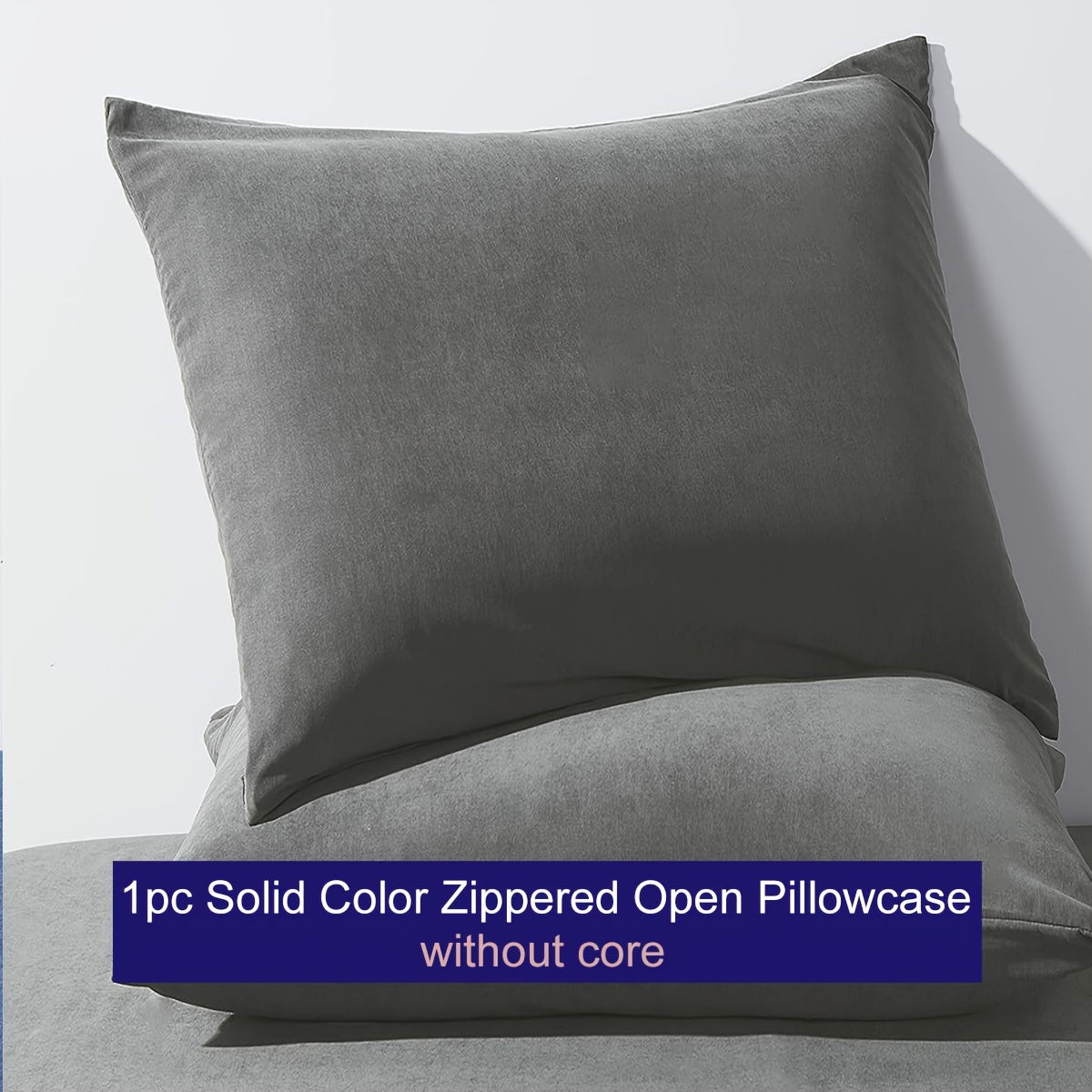 Microfiber Pillowcase with Zipper Closure Solid Color Various Sizes