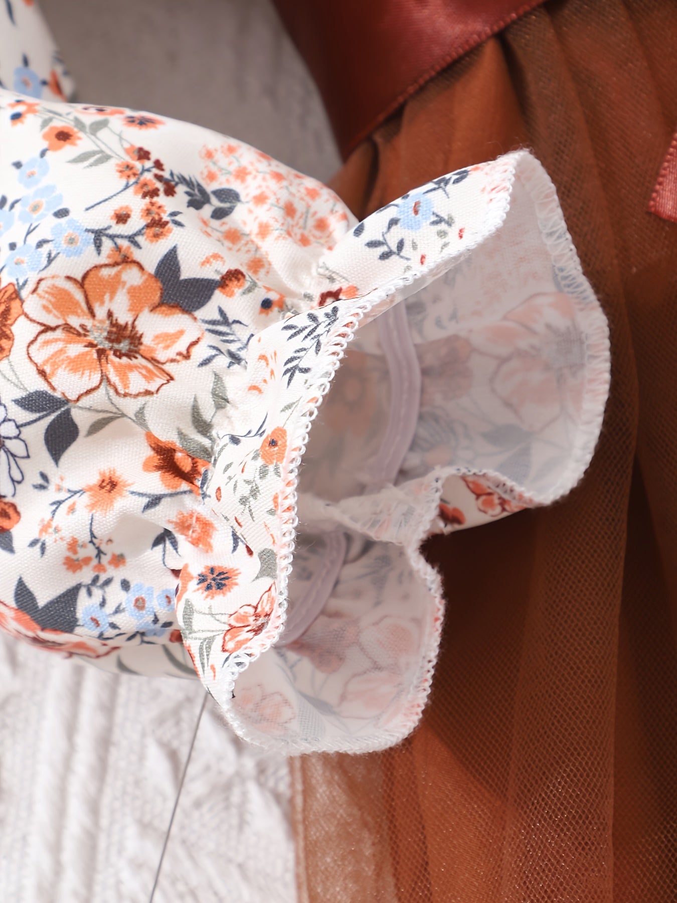 Girls' Long Sleeve Floral Ruffle Dress for Fall and Winter Holidays