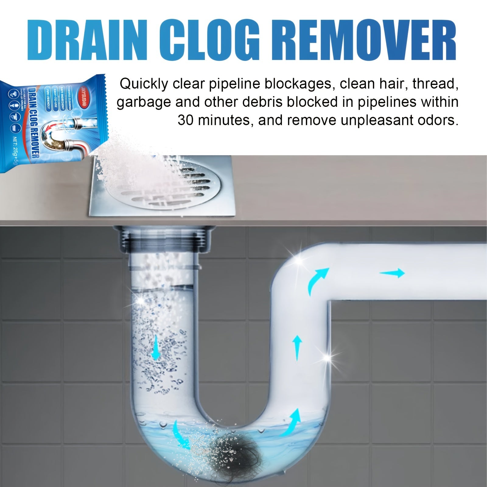 Drain Clog Remover Chemical for All Drains Fast-Acting Pipe Cleaner