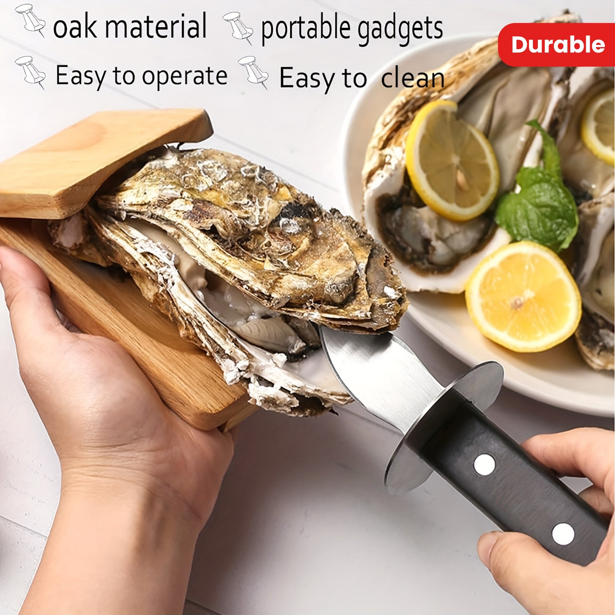 Handheld Wooden Oyster Shucking Tool Seafood Clamp for Effortless Opening