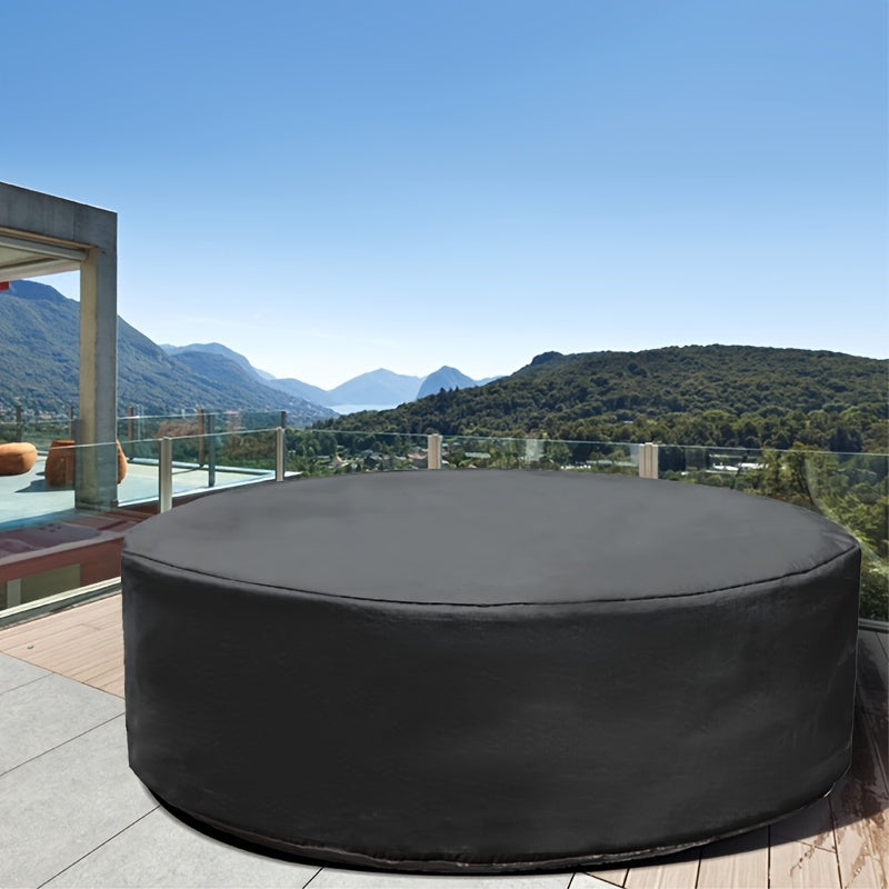 210D Outdoor Pool Cover for Circular Spas and Swimming Pools Sun Protection Black