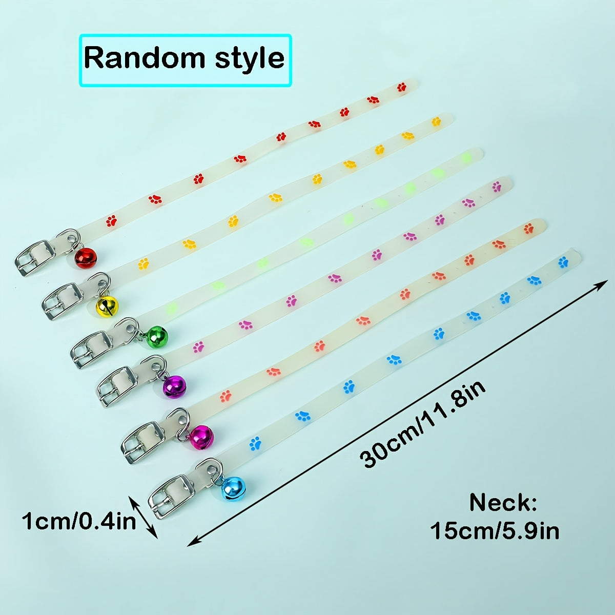 8-Pack Cartoon Silicone Cat Collars with Glow-in-the-Dark Bell Reflective Safety Adjustable Small Pets