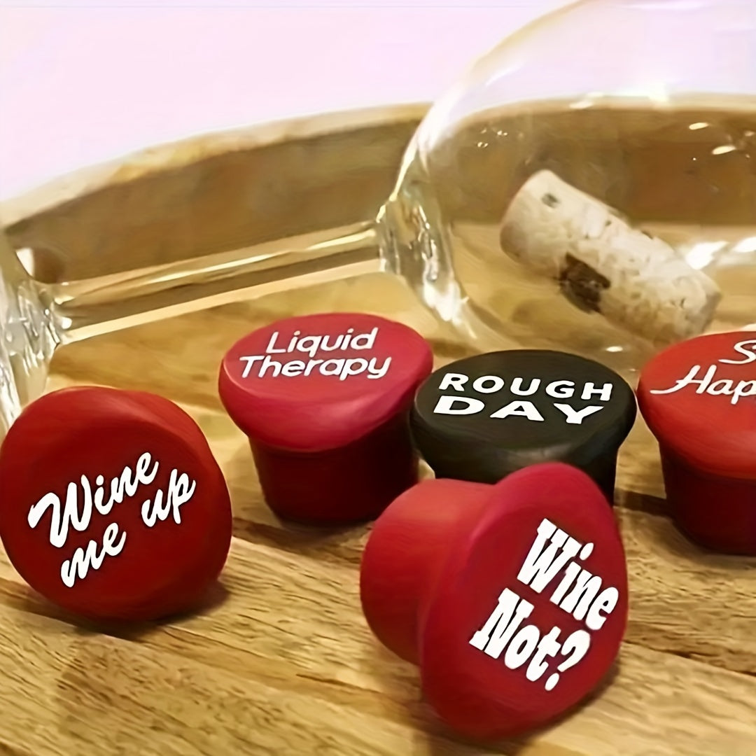 Silicone Wine Stopper with Funny Phrases for Festive Parties