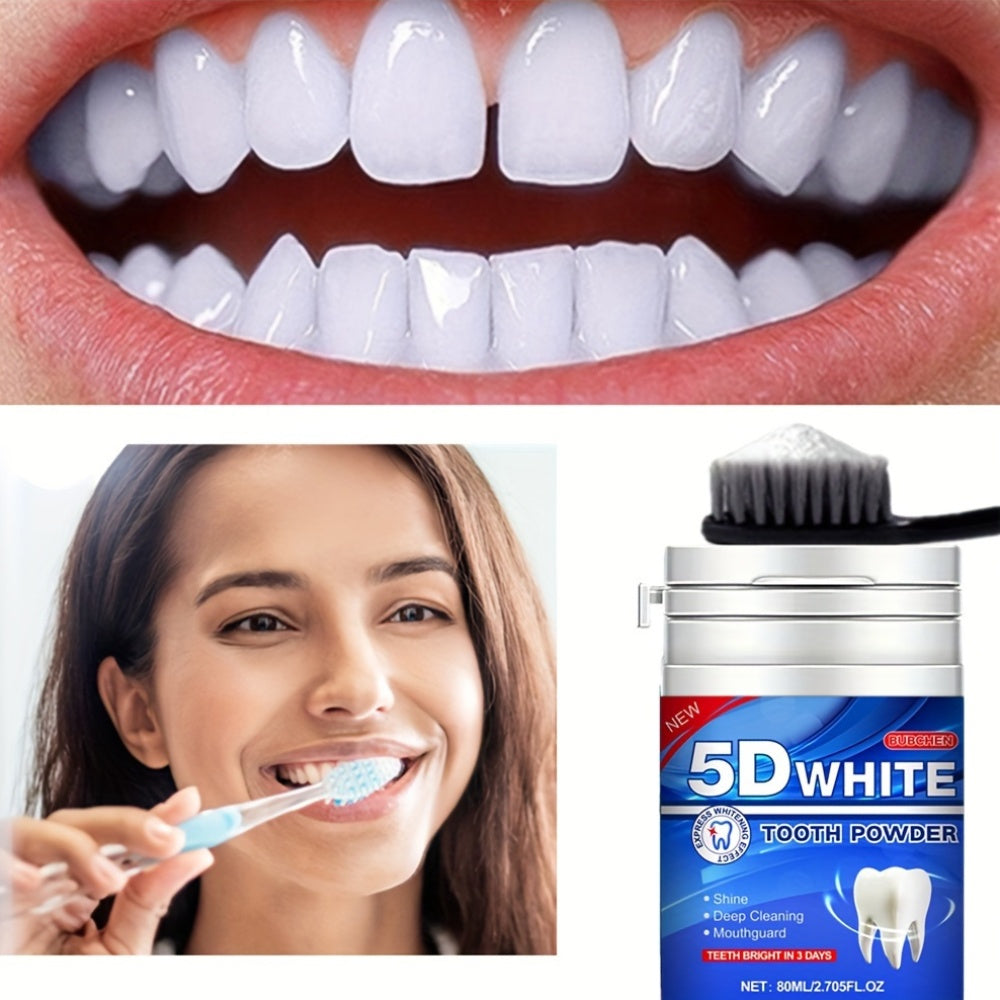 Bubchen 5D Oq Tish Kukuni, 80ML Shisha - Yorqin tabassum uchun tabiiy marvarid essensiyasi bilan chuqur tozalash. Mentol ta'mi, 6 haftalik ta'minot.