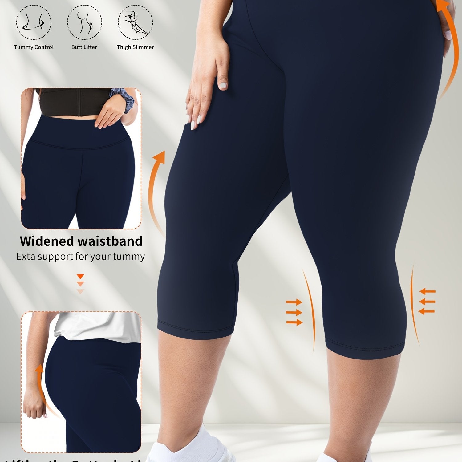 Plus Size High-Waisted Leggings Spring Summer 7-Point Yoga Workout
