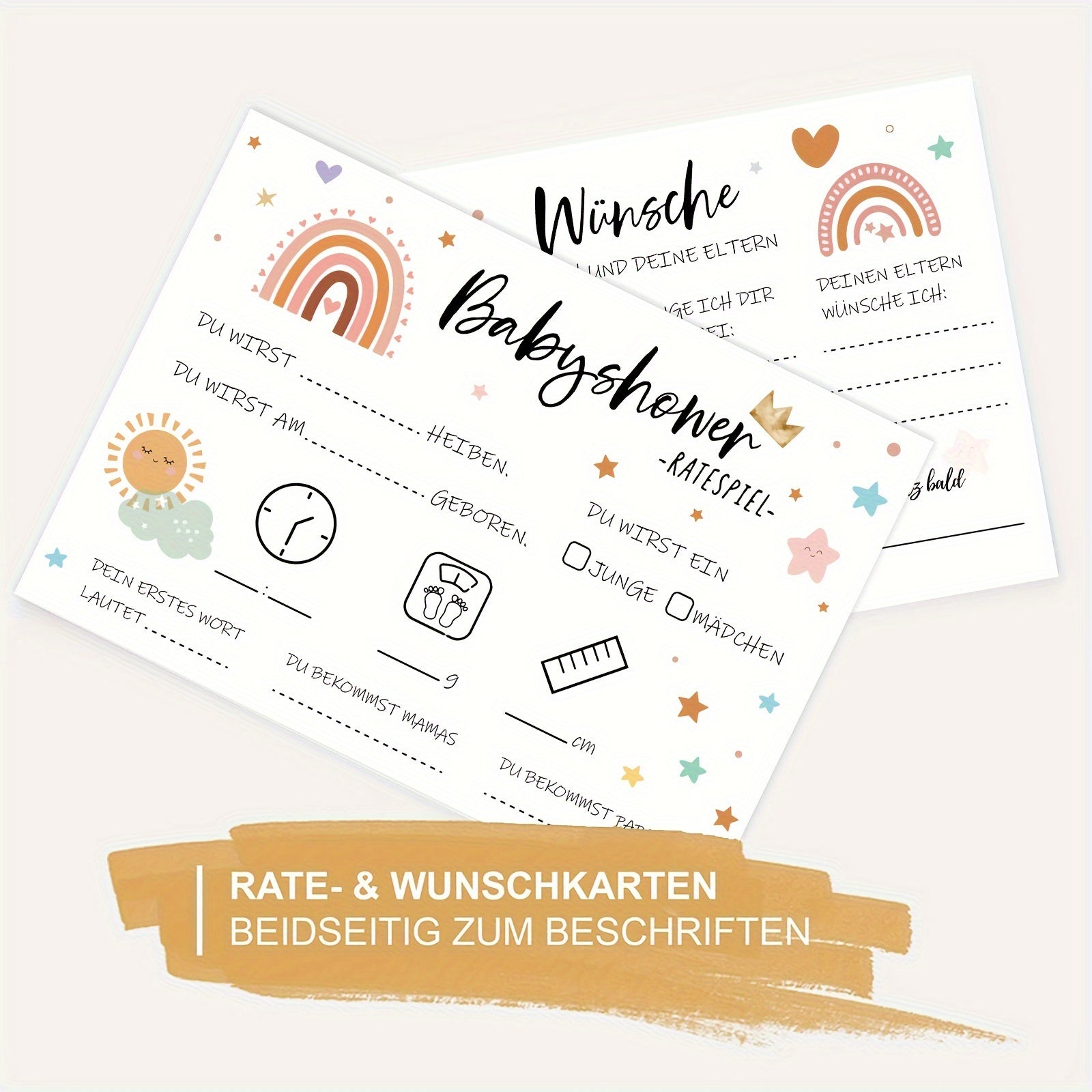 Kids Shower Quiz Game Cards for Boys and Girls Party Activity A6 Size