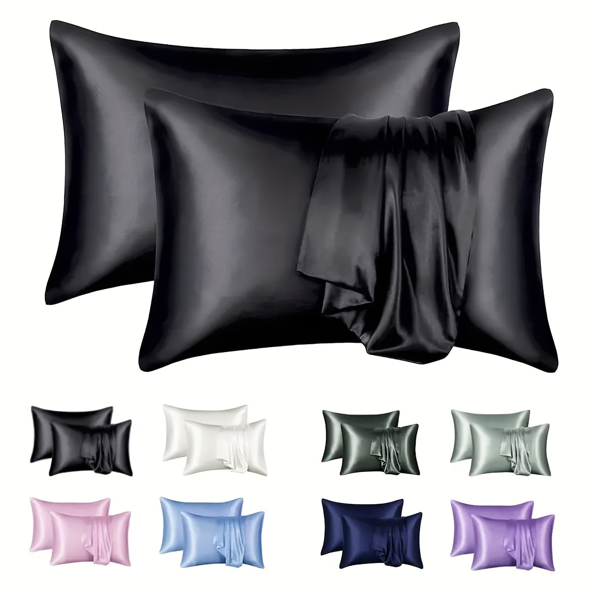 Silky Soft Satin Pillowcase Breathable Skin-Friendly Cooling Solid Colors