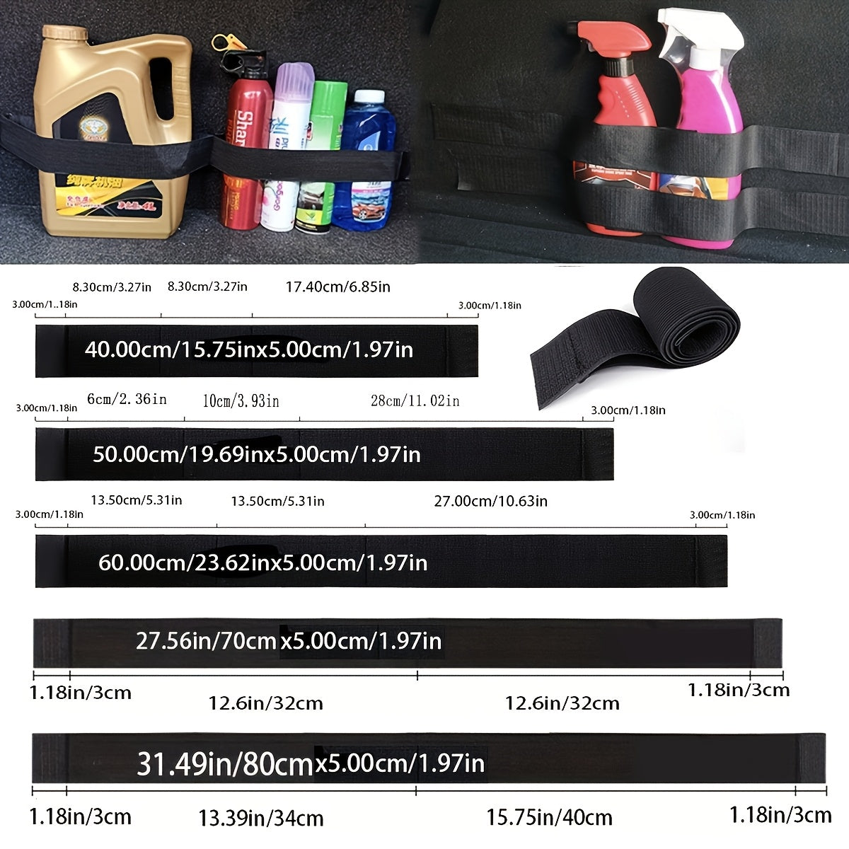 Universal Nylon Elastic Trunk Organizer Strap for Car Storage