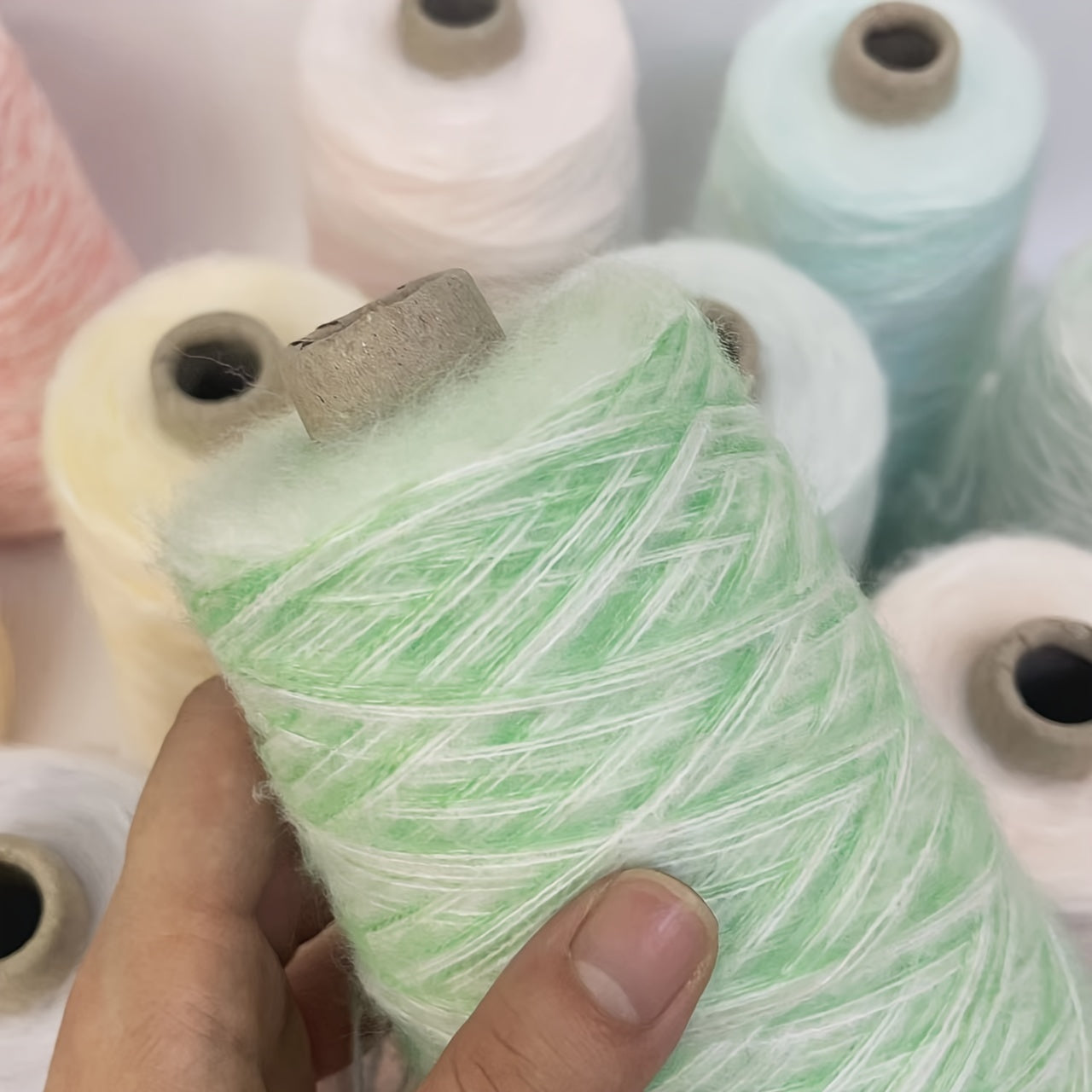 200g Mohair and Acrylic Yarn for Knitting Scarves Sweaters White 1mm Thick